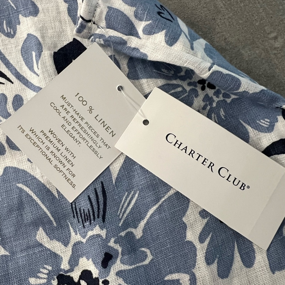 Charter Club Blue and White Floral Tank Top Sz XL - Picture 4 of 4